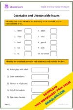 Countable And Uncountable Nouns Skoolon