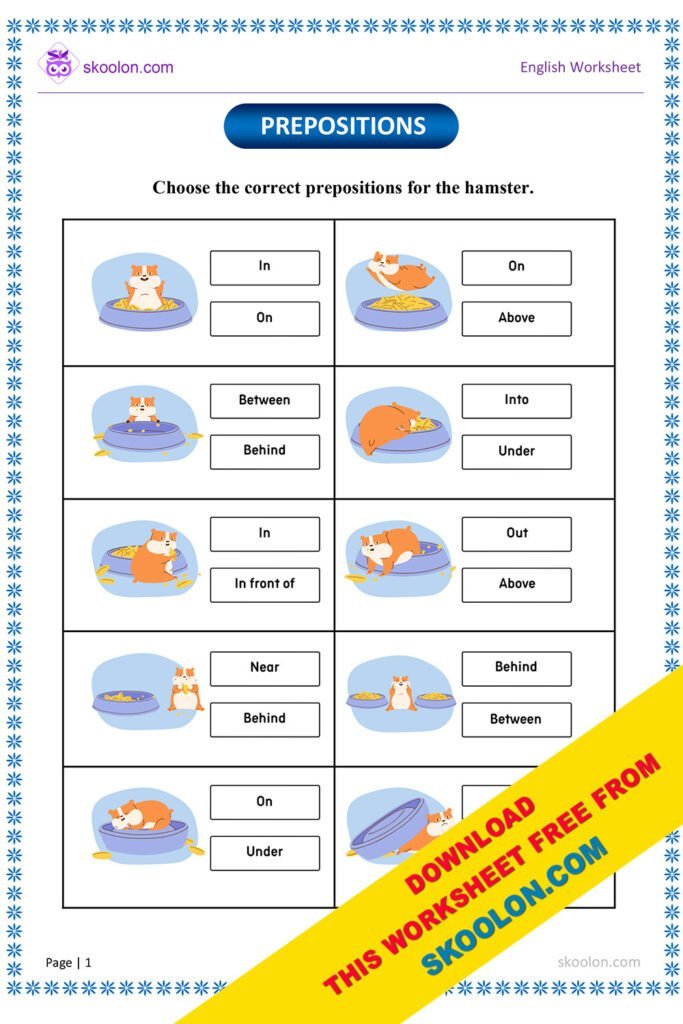 Prepositions Worksheet 4 Skoolon