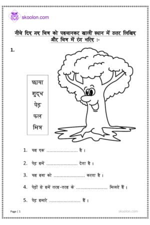 Picture Explanation in Hindi Worksheet for Class 1