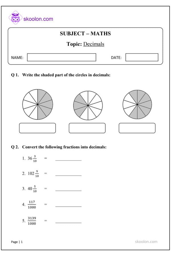 Decimals Skoolon