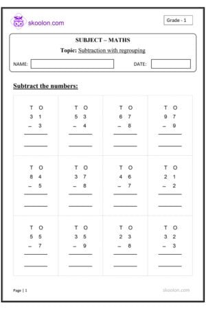 Grade-1-Maths-Subtraction-with-regrouping