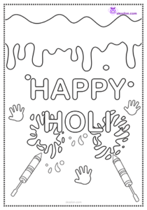 Happy Holi Coloring Worksheet