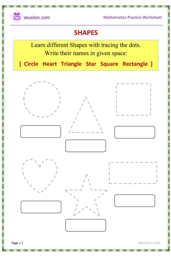 shapes worksheet || kindergarten shapes worksheet