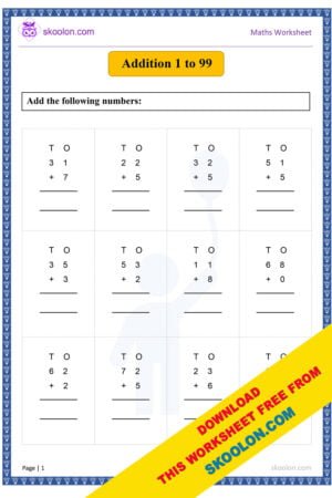 Addition 1 to 99 Worksheet