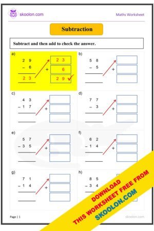 Subtraction Sums for Class 1