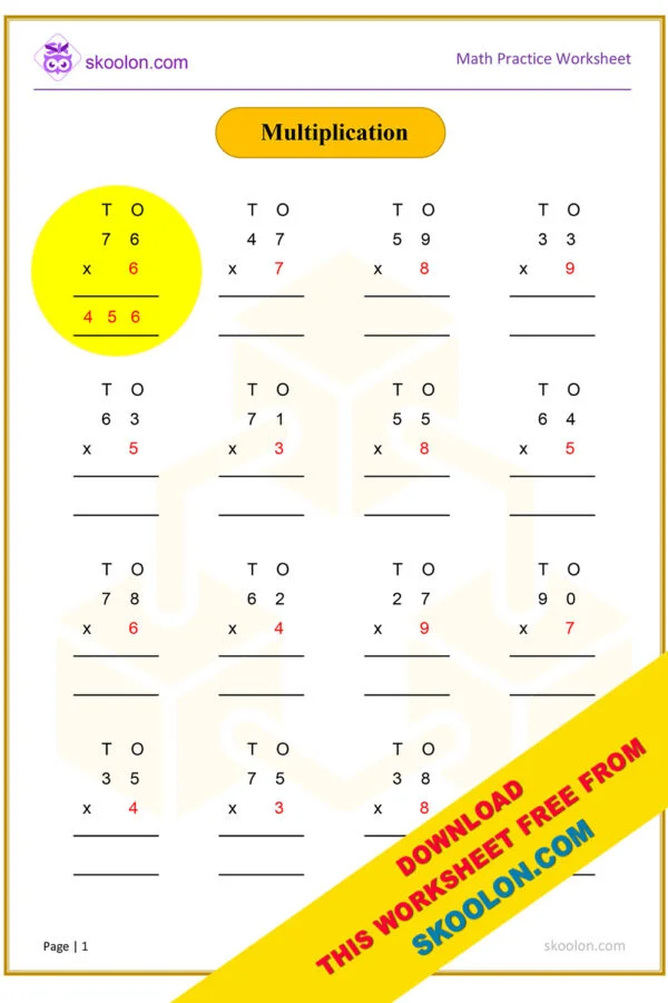 Maths Multiplication Worksheet for class 3