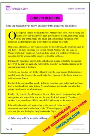 English Comprehension for Class 4