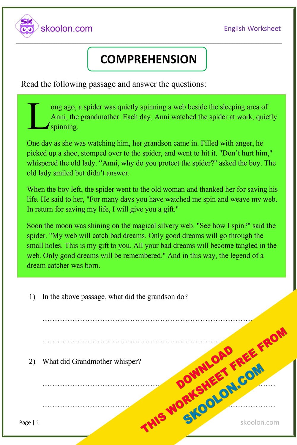 English Worksheets For Grade 6 Free Download