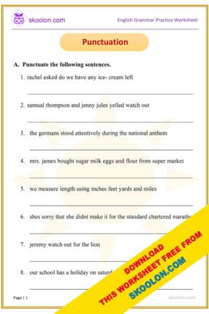 English Punctuation worksheet for Grade 4