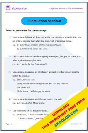 English Punctuation Rules for Comma Usage