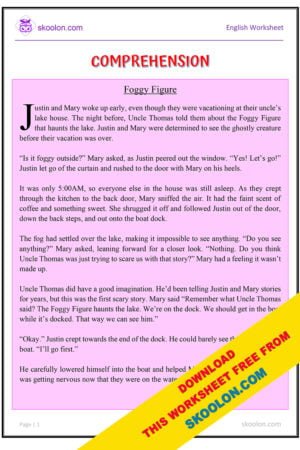 English Comprehension Worksheet for Grade 3 to Grade 5
