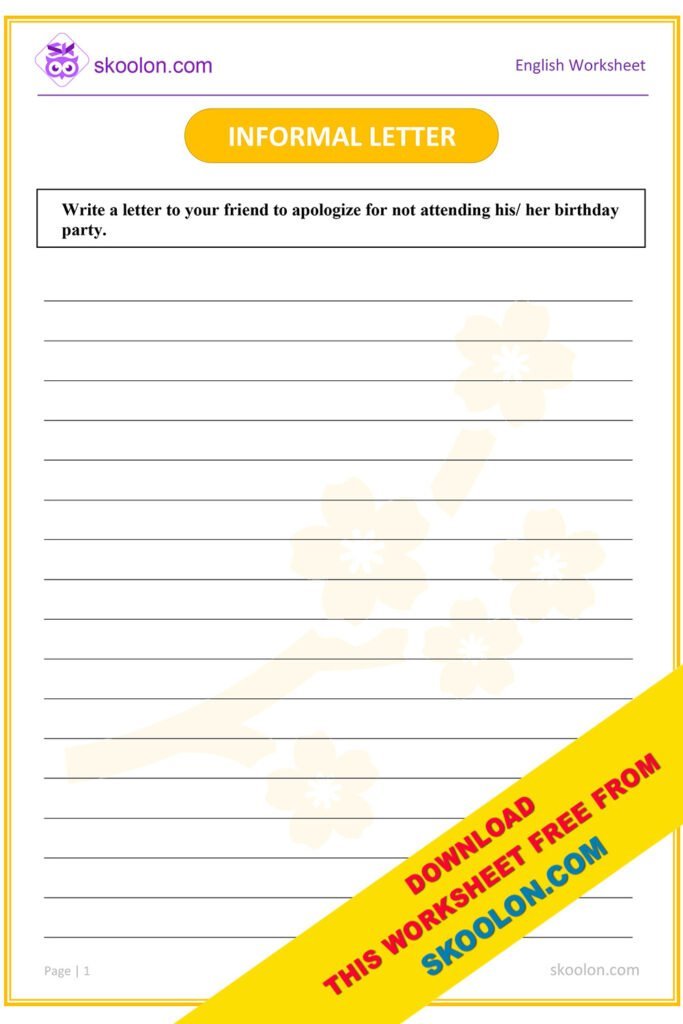  Informal Letter Writing Worksheet 1 Skoolon