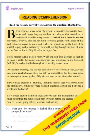 Reading Comprehension - Billy - skoolon.com