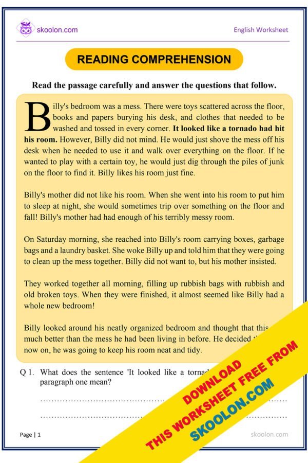 Reading Comprehension Billy 6837