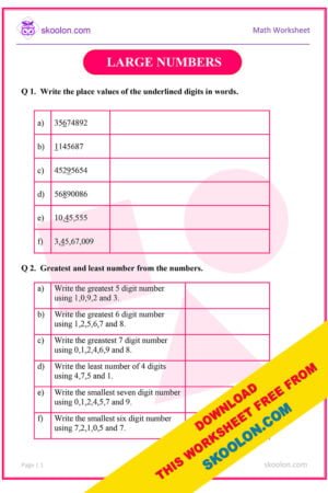 large numbers worksheet for class 5 skoolon com large numbers worksheet for class 5 skoolon com