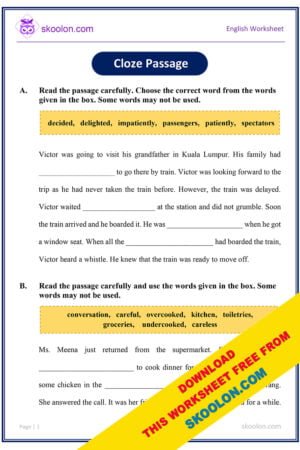 English Cloze Passage Exercises for 4th Grade and 5th Grade