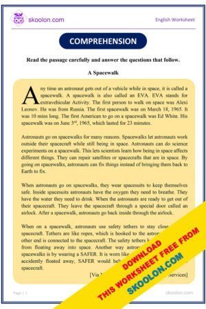 English Comprehension Worksheet for Grade 4 and Grade 5