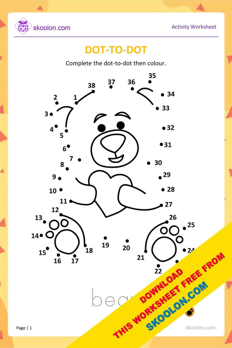 Dot To Dot Activity Worksheet   Bear   Skooloncom