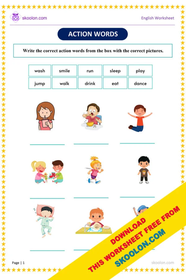 Action Words Worksheet-2 - skoolon.com