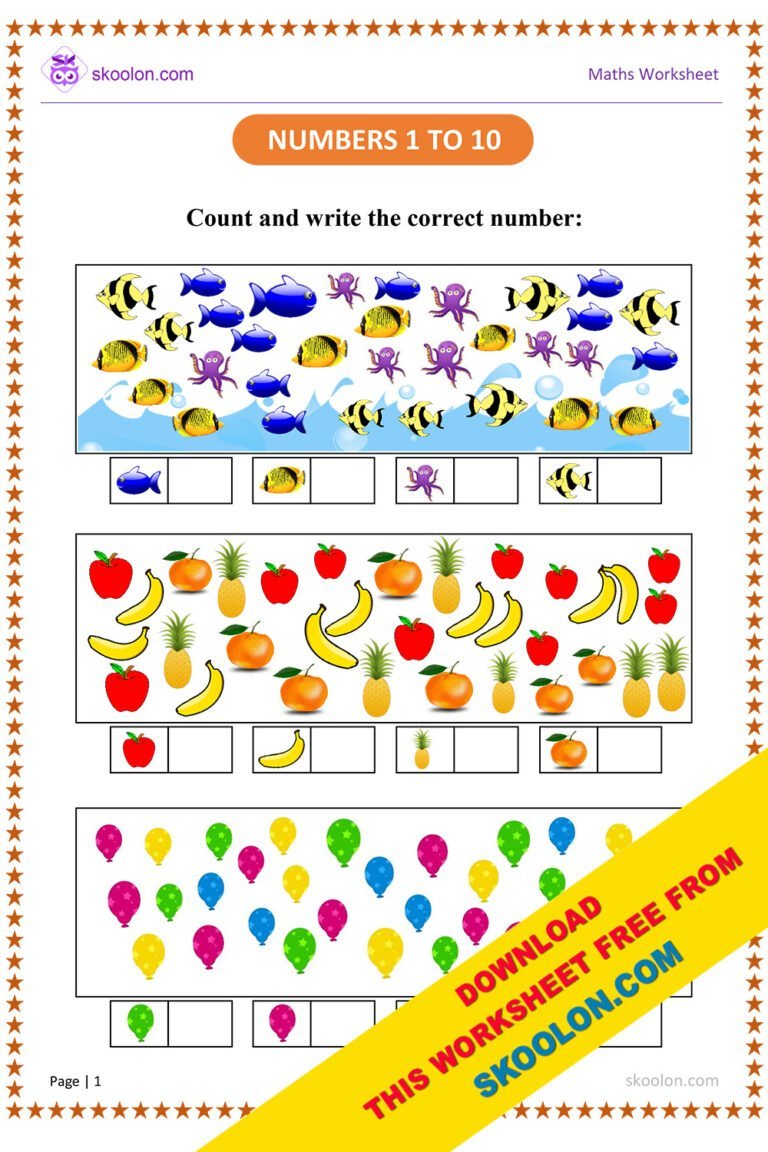 Count and Write Worksheet 1-10 - skoolon.com