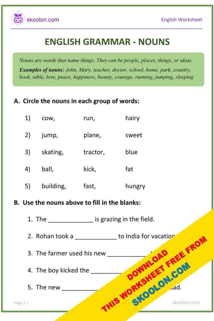 Nouns Worksheet-6 - skoolon.com