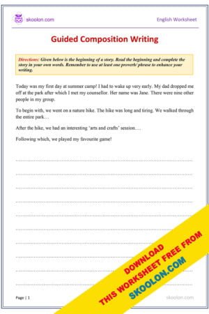 Guided Composition Writing Worksheet for Grade 6