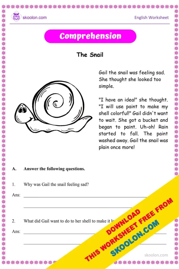 Comprehension Worksheet | Reading Comprehension for Grade 1