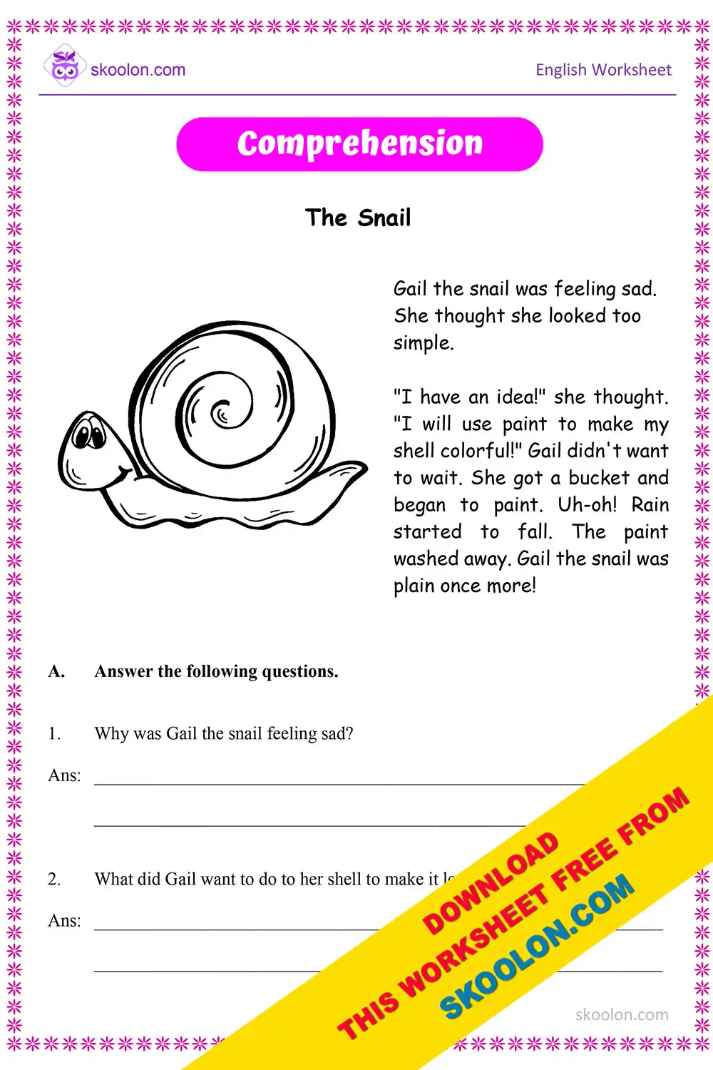 comprehension-the-snail-skoolon