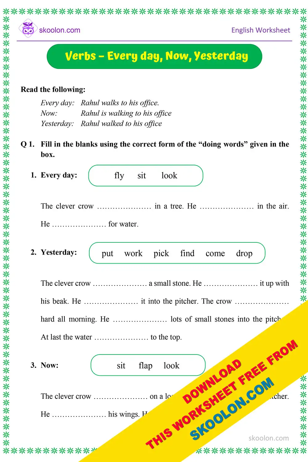 action verbs worksheet