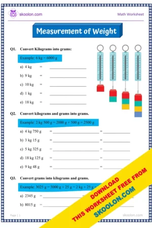 Measurement of Weight | Weight Worksheet | Math Worksheet for Grade 3