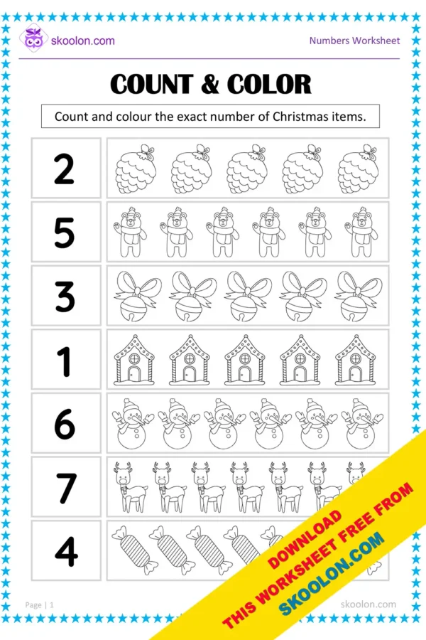 Counting Worksheet for Kindergarten | Count and Write Worksheet | Homeschooling Worksheet