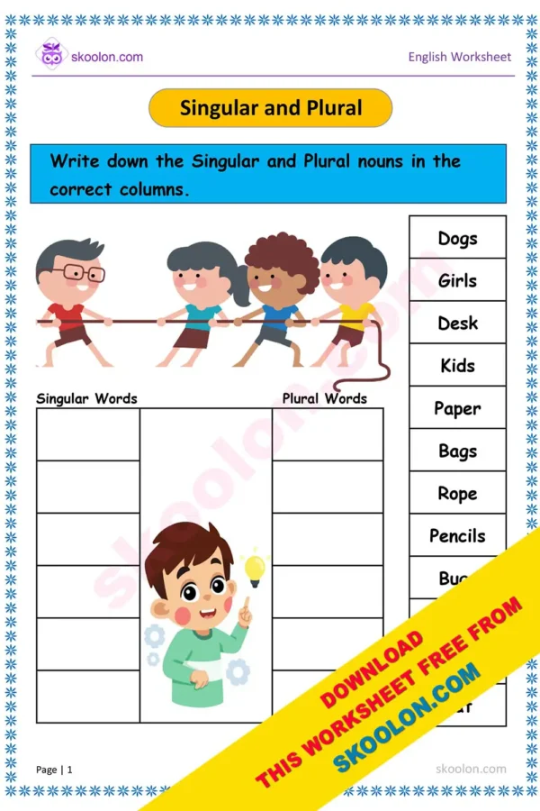 Singular Plural Worksheet || Singular and Plural Worksheet || Grammar Worksheet || Singular and Plural Nouns