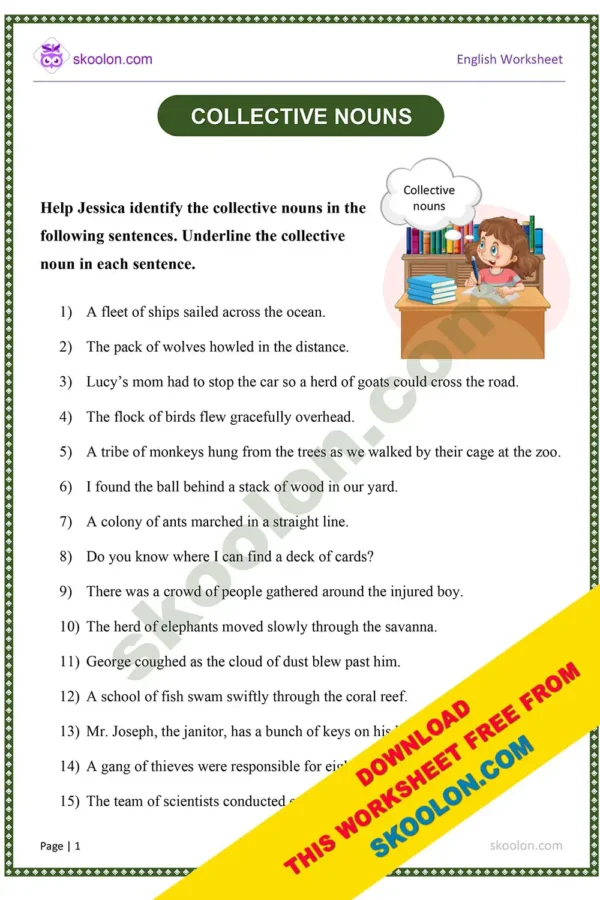 Collective Nouns Worksheet for Grade 3 with Answers