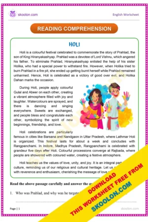 Reading Comprehension for Grade 5 with questions || Holi Comprehension