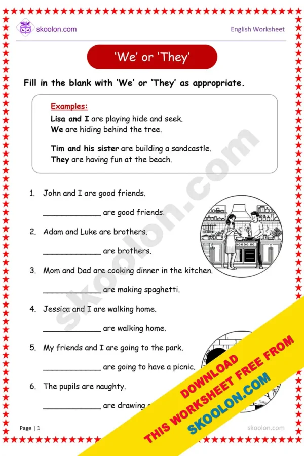 we they worksheet || you we they worksheet for Grade 1