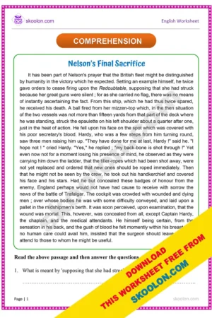 Comprehension for Grade 8 with questions and answers