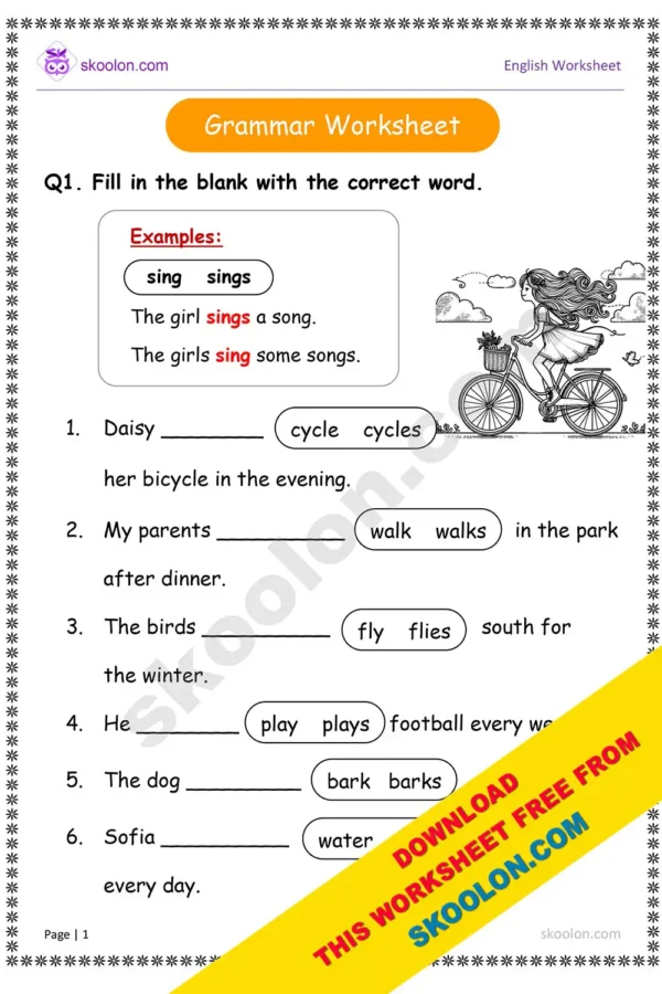 english grammar for kids || Fill in the blank with the correct word