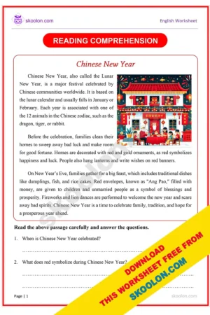 Reading Comprehension for Grade 4 with questions and answers || Passage Comprehension || Chinese New Year comprehension for Grade 4